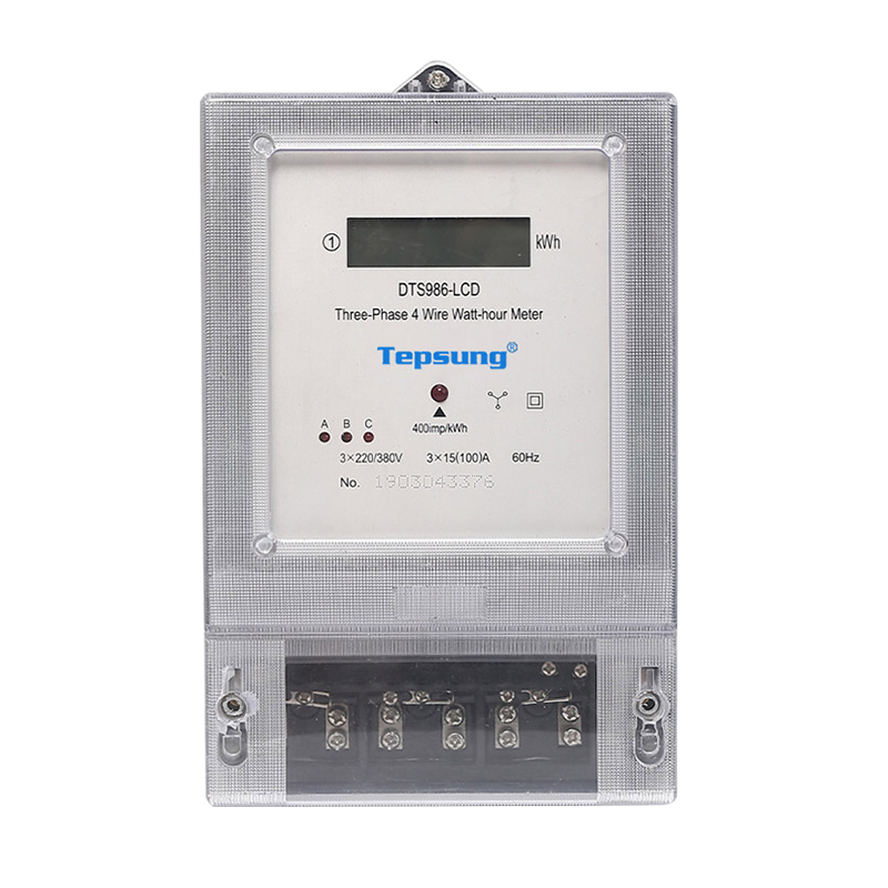 three phase electronic kWh meter with transparent terminal cover